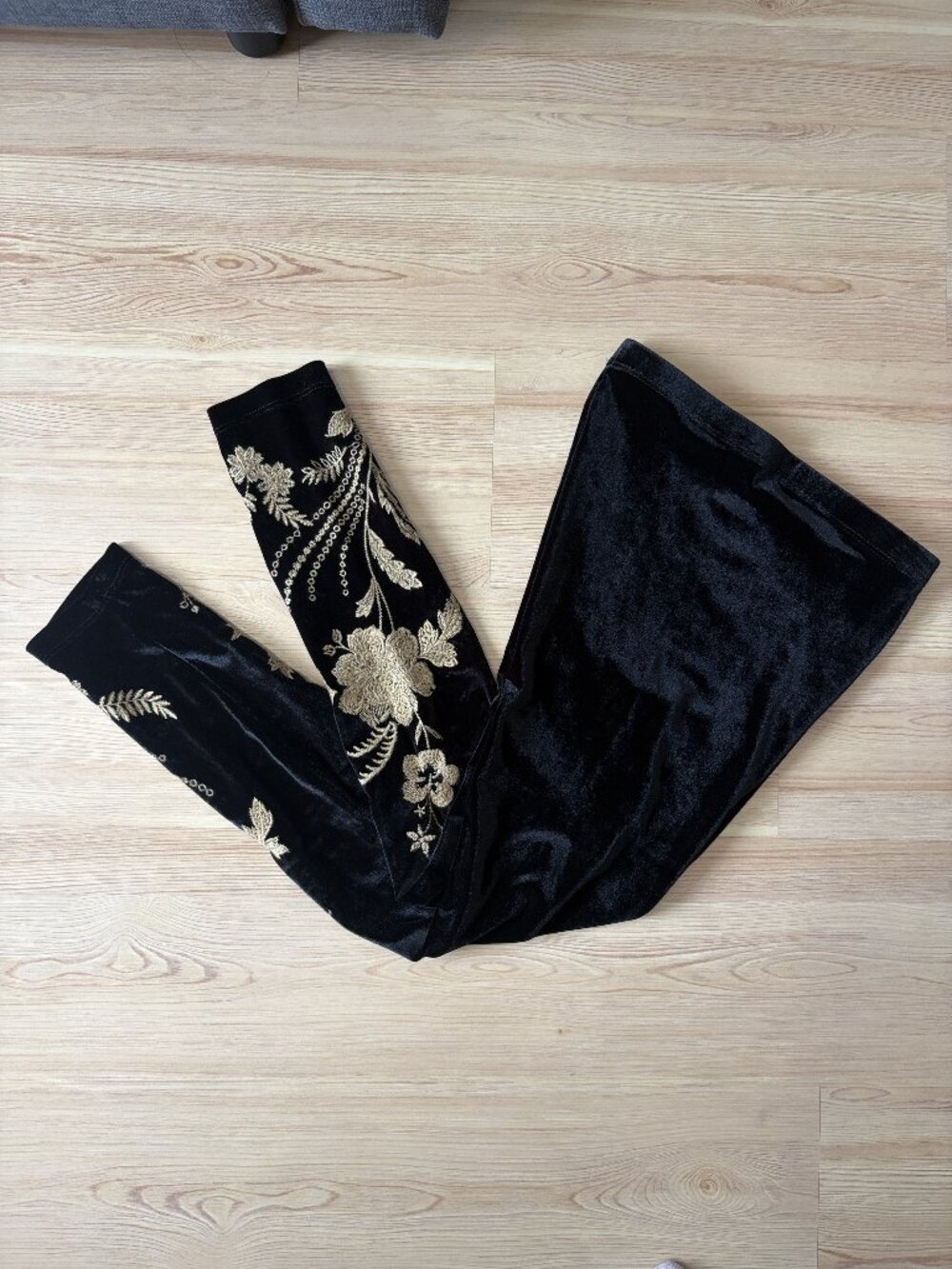 Johnny Was Lara Black Velvet Leggings XS